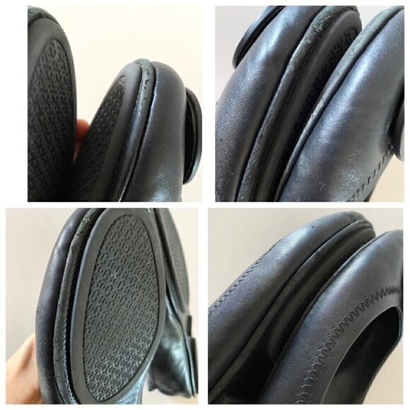 Tory Burch Minnie Travel Leather Ballet Flats 6.5 Black Logo Napa Rubber Sole - Picture 13 of 16